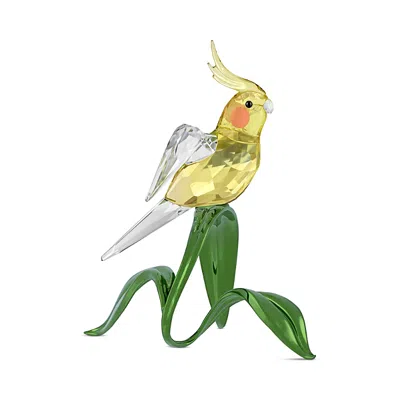 Swarovski Idyllia Collection Cockatiel Crystal Figurine In Green