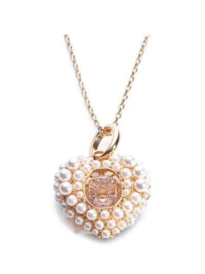 Swarovski Idyllia Crystal And Pearl Necklace In Gold