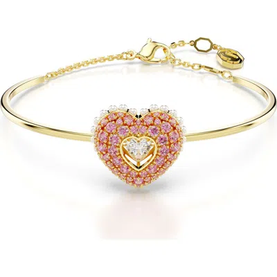 SWAROVSKI SWAROVSKI IDYLLIA CRYSTAL, FAUX PEARL & CUBIC ZIRCONIA HEART BRACELET