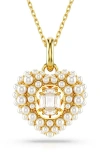 Swarovski Idyllia Crystal, Faux Pearl & Cubic Zirconia Heart Pendant Necklace