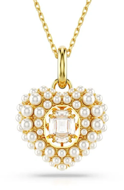 Swarovski Idyllia Crystal, Faux Pearl & Cubic Zirconia Heart Pendant Necklace