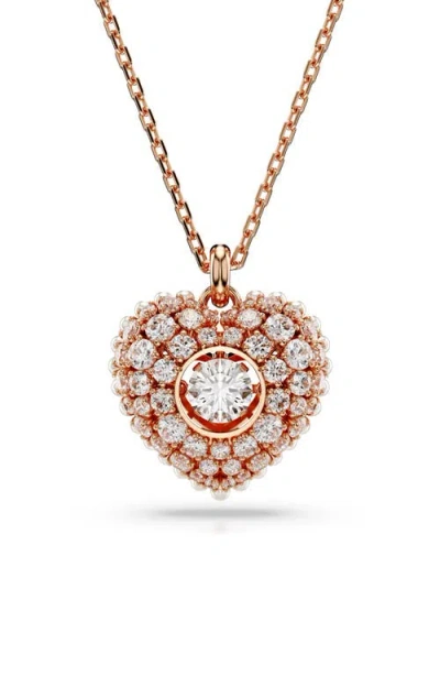 SWAROVSKI SWAROVSKI IDYLLIA CRYSTAL, FAUX PEARL & CUBIC ZIRCONIA HEART PENDANT NECKLACE