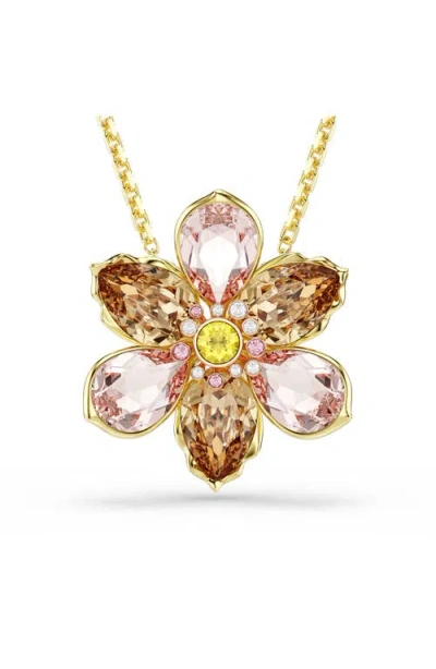 SWAROVSKI SWAROVSKI IDYLLIA CRYSTAL FLOWER BROOCH PENDANT NECKLACE