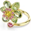 Swarovski Idyllia Flower Motif Crystal Open Ring In Green