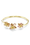 Swarovski Idyllia Crystal Flower Open Bangle Bracelet In Gold