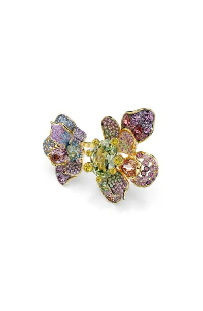 Swarovski Idyllia Crystal Flower Open Ring In Multicolored