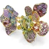 Swarovski Idyllia Multicolor Crystal Flower Open Statement Ring In Multicolored