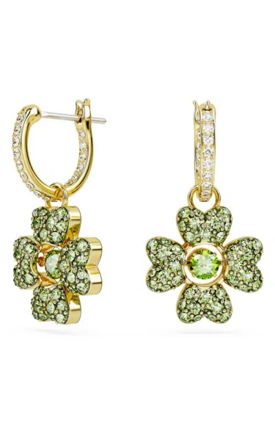 SWAROVSKI SWAROVSKI IDYLLIA CRYSTAL PAVÉ CLOVER PENDANT HUGGIE HOOP EARRINGS