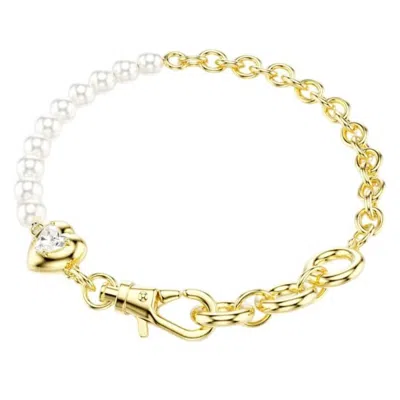Swarovski Idyllia Crystal Pearl Bracelet In Gold