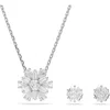 Swarovski Mixed Cuts Snowflake White Rhodium Plated Idyllia Sets In Silver