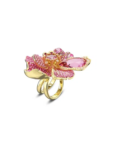Swarovski Florere Motif Ring Gold Shiny Rose In Pink