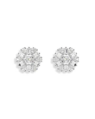 SWAROVSKI IDYLLIA CRYSTAL SNOWFLAKE STUD EARRINGS IN RHODIUM PLATED