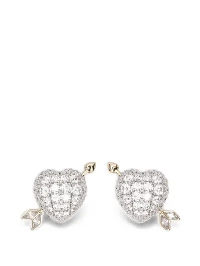 Swarovski Idyllia Crystal-embellished Heart-motif Earrings In Silver
