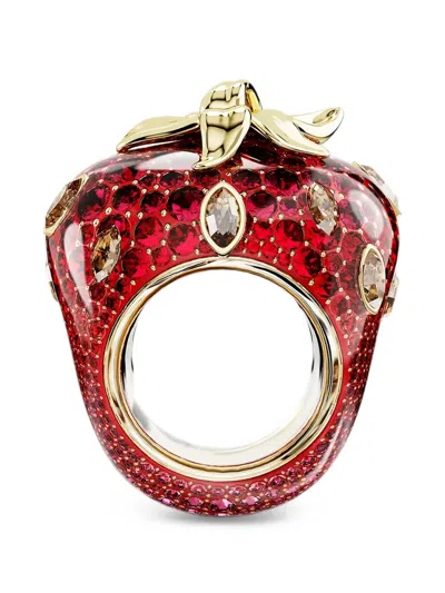 Swarovski Idyllia Crystal-embellished Strawberry Ring In Red