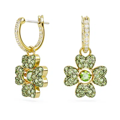 Swarovski Women's Idyllia Goldtone & Crystal Clover Drop Earrings In Green