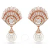 Swarovski Idyllia E Pierced Earrings Drop Pearl Sd Rose Gold Shiny White In Silver Tone