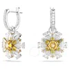 Swarovski Idyllia E Pierced Earrings Mini Hoop Drop Rhodium Shiny Yellow In Silver Tone