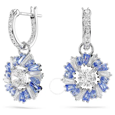 Swarovski Idyllia E Pierced Earrings Mini Hoop Rhodium Shiny Blue