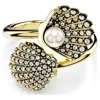 Swarovski Idyllia F Cocktail Ring Shell Double Gold Shiny Crystal In White