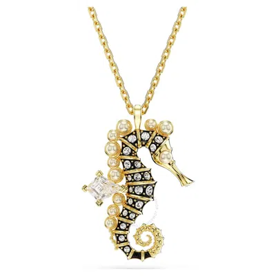 Swarovski Idyllia F Pendant Seahorse S Gold Shiny Clear In Silver Tone