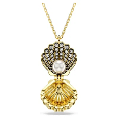 Swarovski Idyllia F Pendant Shell Locket Gold Shiny Crystal In White