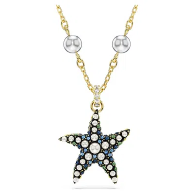 Swarovski Idyllia F Pendant Starfish Gold Shiny Multi In Silver Tone