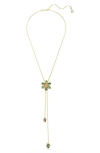 Swarovski Idyllia Mixed Cuts Flower Multicolored Gold-tone Plated Y Pendant Necklace In Gold