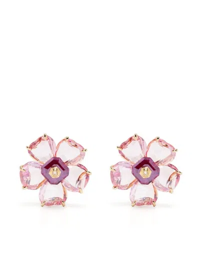 Swarovski Flower Charm Earrings In Pink
