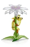 Swarovski Idyllia Frogs & Flower Crystal Figurine In Multi