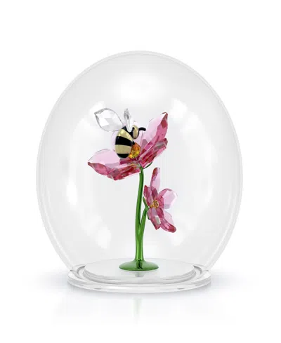 Swarovski Idyllia Glass Ball Bee And Flowers Crystal Figurine In Multi
