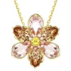Swarovski Idyllia Crystal Flower Brooch Pendant Necklace In Gold