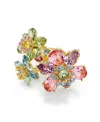 Swarovski Idyllia Gold-tone Plated Flower Ring In Multicolored
