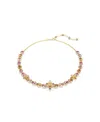Swarovski Idyllia Mixed Cuts Crystal Flower Necklace In Pink