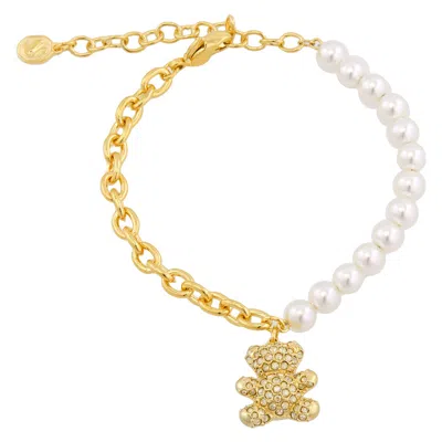 Swarovski Gold-tone Plated Teddy Bear Idyllia Bracelet In Metallic