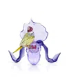 Swarovski Idyllia Gouldian Finch And Orchid Figurine In Purple