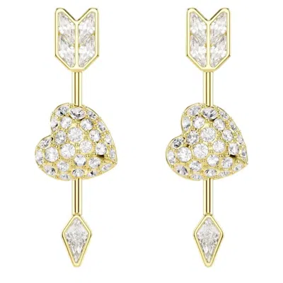 Swarovski Idyllia Crystal Heart Arrow Drop Earrings In Gold