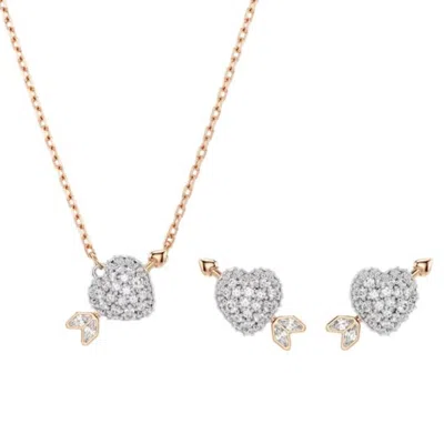 Swarovski Idyllia Heart With Arrow Earring And Necklace Set In Gold