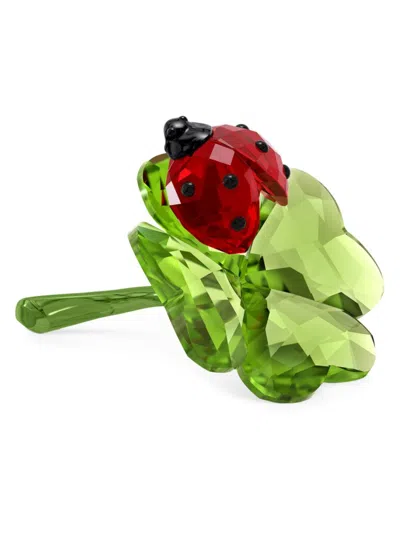 Swarovski Idyllia Ladybug & Clover Crystal Figurine In Green