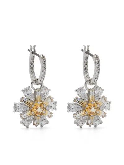 Swarovski Idyllia Floral-motif Earrings In Silver