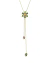 Swarovski Idyllia Mixed Cuts Flower Multicolored Gold-tone Plated Y Pendant Necklace In Gold