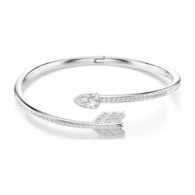 Swarovski Idyllia Mixed Cuts Arrow Bangle In Silver
