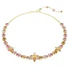 Swarovski Idyllia Mixed Cuts Crystal Flower Necklace In Gold