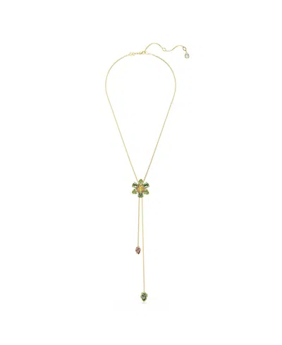 Swarovski Idyllia Mixed Cuts Flower Multicolored Gold-tone Plated Y Pendant Necklace