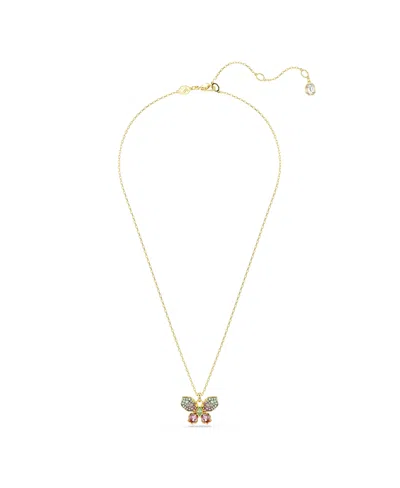 Swarovski Idyllia Mixed Cuts Pave Butterfly Multicolored Mixed Metal Finish Pendant Necklace In Open Misce