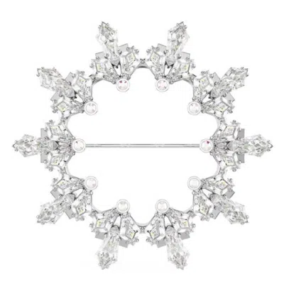 Swarovski Idyllia Mixed Cuts Snowflake Brooch In Metallic