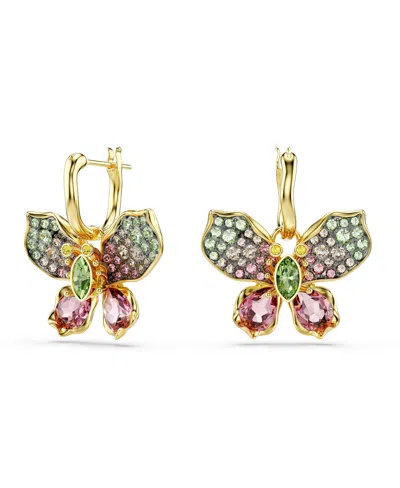 Swarovski Idyllia Mixed Metal Finish Butterfly Drop Earrings In Open Misce