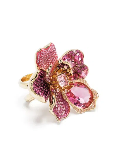 Swarovski Florere Motif Ring Gold Shiny Rose In Pink
