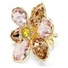 Swarovski Idyllia Multicolored Gold-tone Plated Motif Ring In Pink
