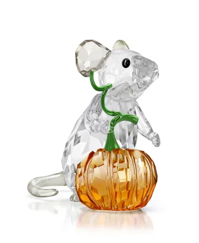 Swarovski Idyllia Mouse And Pumpkin Crystal Figurine In Transparent