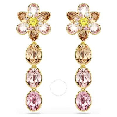 Swarovski Idyllia Multicolored Mixed Cuts Drop Earrings In Gold